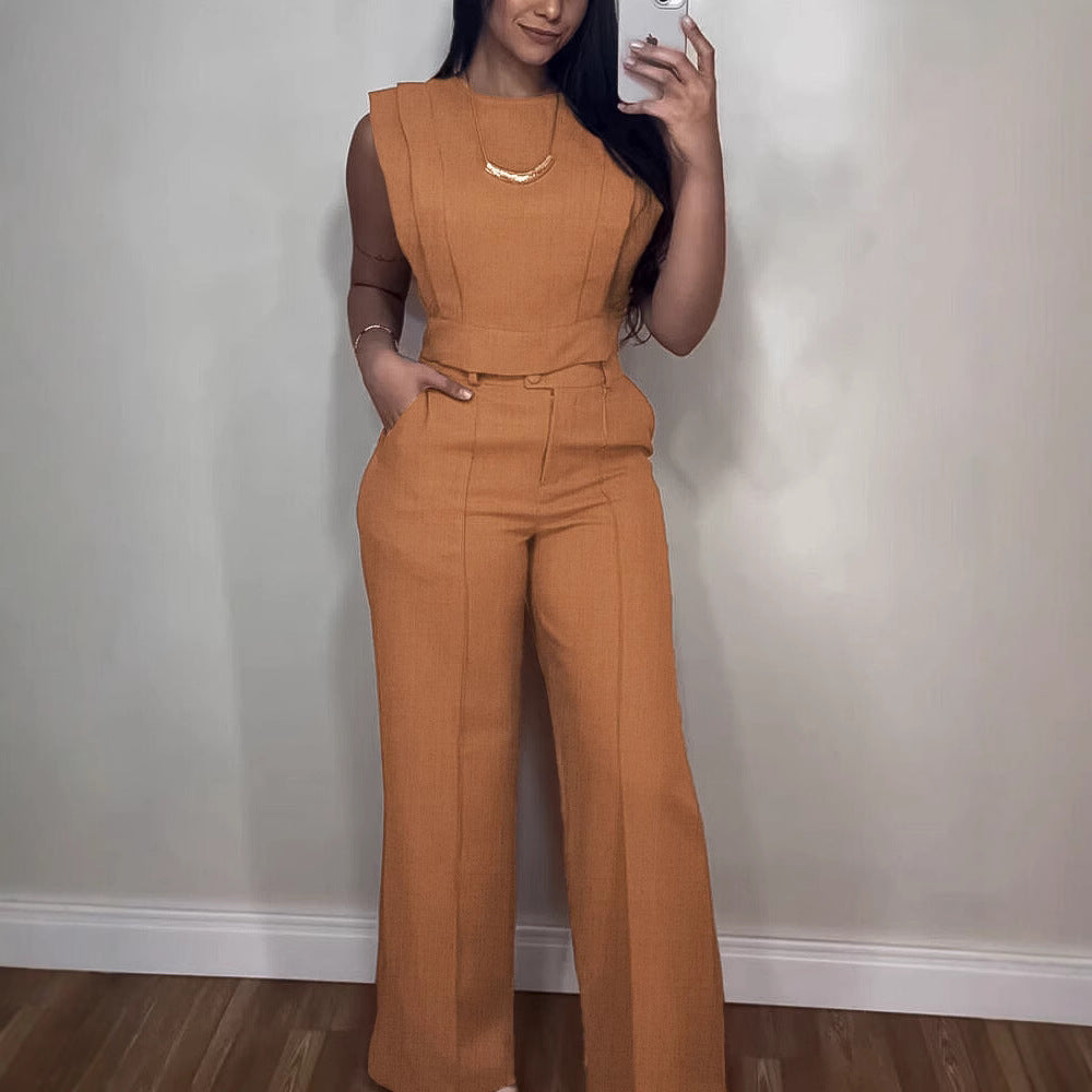 Sleeveless Vest And Pants Set