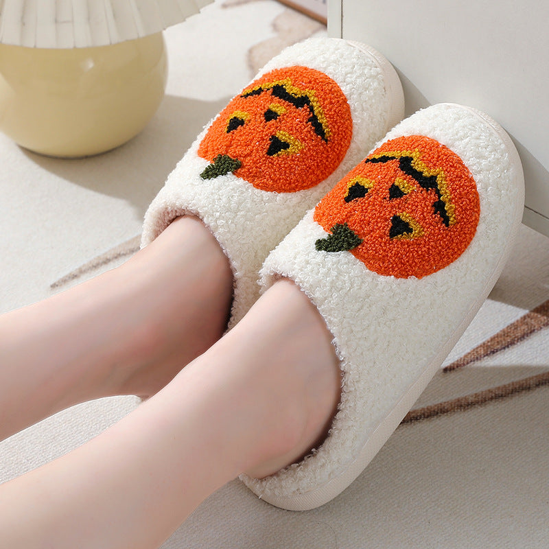 New Halloween Pumpkin Cartoon Warm Winter Cotton Slippers For Men And Women Couples Home Indoor Cotton Slippers