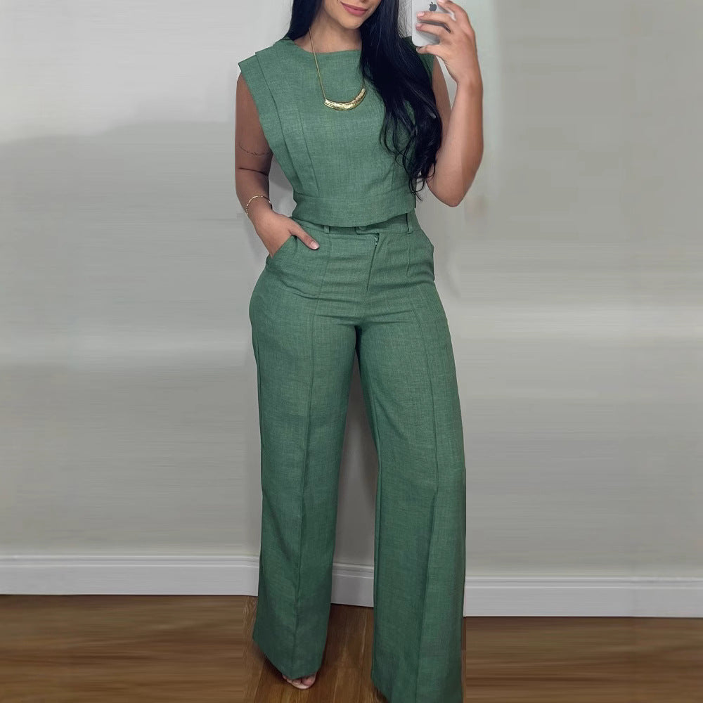 Sleeveless Vest And Pants Set