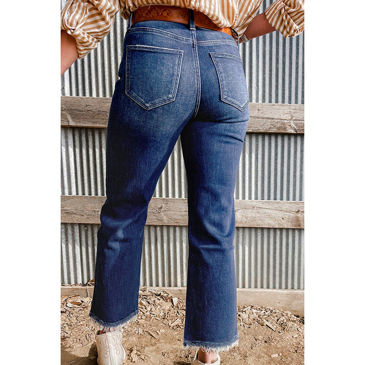 Personalized Washed Frayed Hem Skinny Jeans