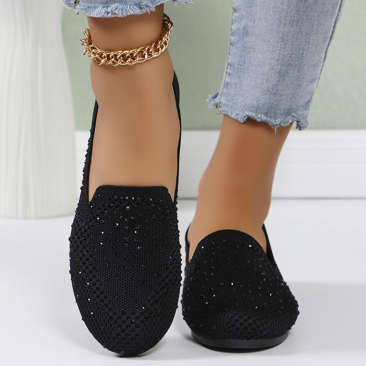 Plus Size Mesh Diamond Flats