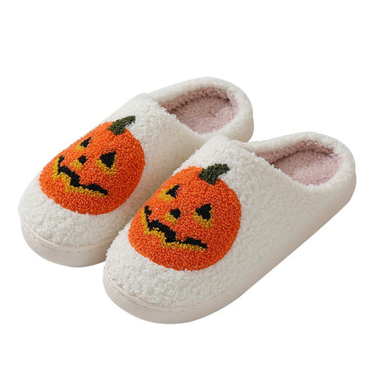 New Halloween Pumpkin Cartoon Warm Winter Cotton Slippers For Men And Women Couples Home Indoor Cotton Slippers