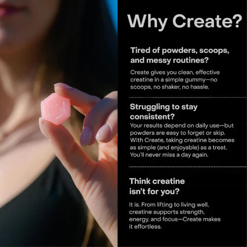 Create Creatine Monohydrate Gummies – Watermelon Flavor, Boost Strength & Endurance (90 ct / 1.5g per Gummy)