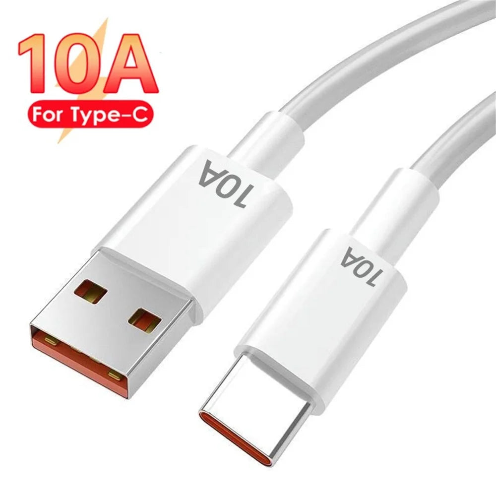 USB Type C Cable 120W 10A Fast Charging Wire Mobile Phone USB For Huawei P30 Xiaomi Realme Samsung Poco x6 USB C Data Cable Cord