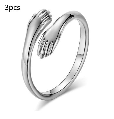Adjustable Hug Hands Alloy Ring