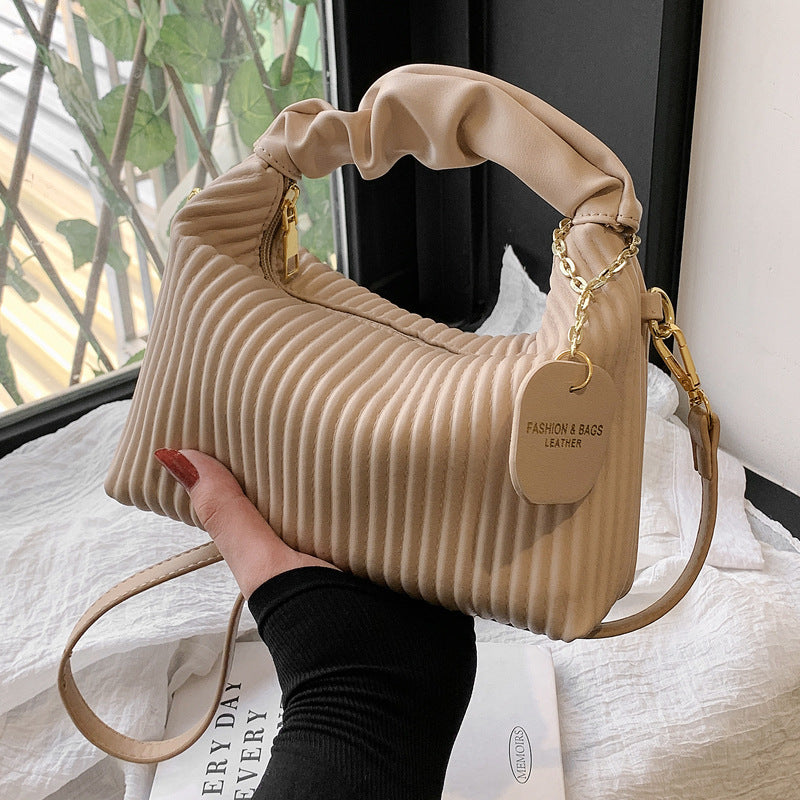 Vertical Striped Shoulder Messenger Bag