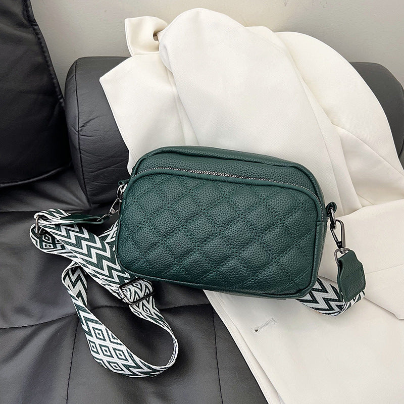 Diamond Pattern Soft Leather Messenger