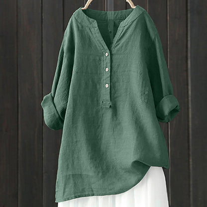 Solara Button-Front Linen Shirt