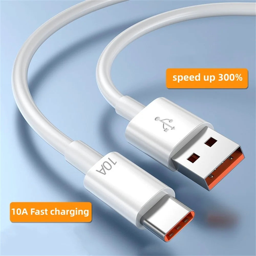 USB Type C Cable 120W 10A Fast Charging Wire Mobile Phone USB For Huawei P30 Xiaomi Realme Samsung Poco x6 USB C Data Cable Cord