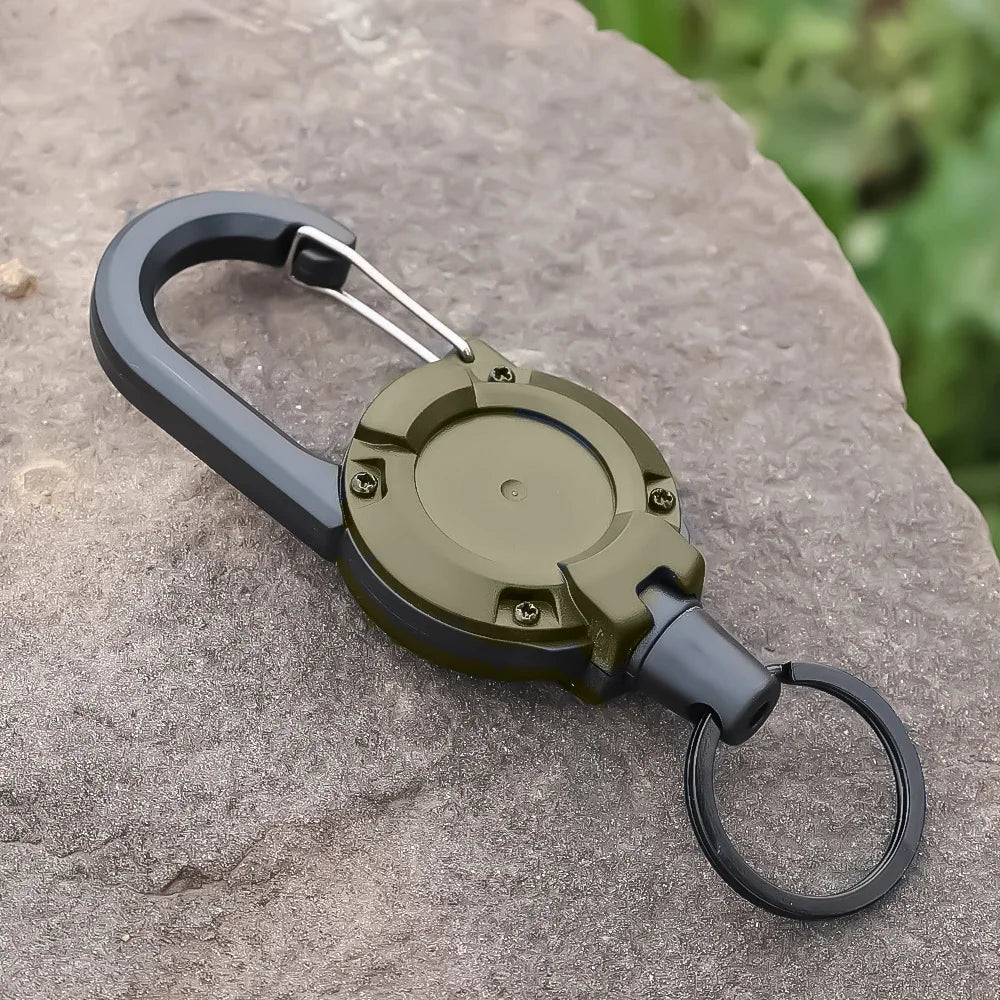 1Pcs Anti-theft Metal Easy-to-pull Buckle Rope Elastic Keychain Sporty Retractable Key Ring Anti Lost Yoyo Ski Pass ID Card