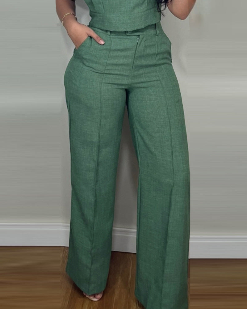 Sleeveless Vest And Pants Set