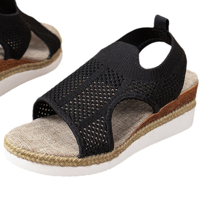 Peep Toe Woven Wedge Sandals
