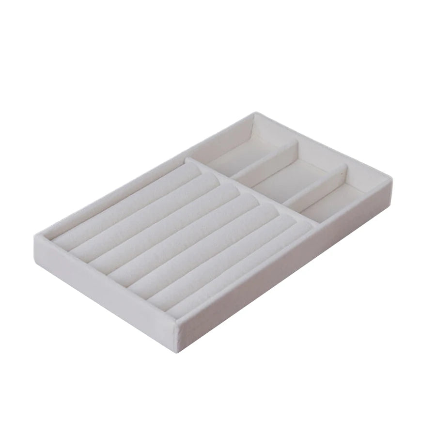 Velvet Jewelry Display Exquisite Jewellery Holder Portable Ring Earrings Necklace Organizer Storage Box Organizator Trays Beige