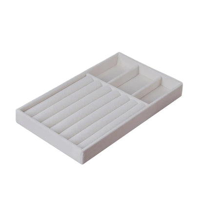 Velvet Jewelry Display Exquisite Jewellery Holder Portable Ring Earrings Necklace Organizer Storage Box Organizator Trays Beige