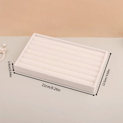 Velvet Jewelry Display Exquisite Jewellery Holder Portable Ring Earrings Necklace Organizer Storage Box Organizator Trays Beige