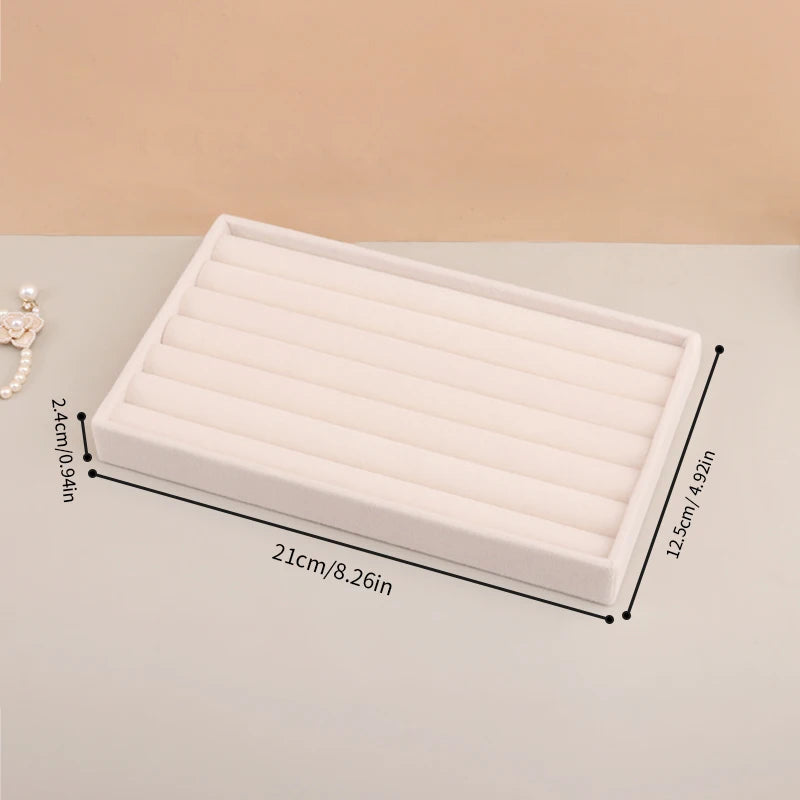 Velvet Jewelry Display Exquisite Jewellery Holder Portable Ring Earrings Necklace Organizer Storage Box Organizator Trays Beige