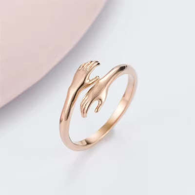 Adjustable Hug Hands Alloy Ring