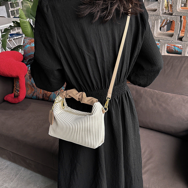Vertical Striped Shoulder Messenger Bag