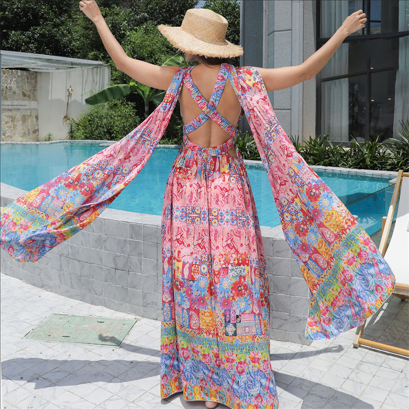 Women's Floral Flowing Hem Dress