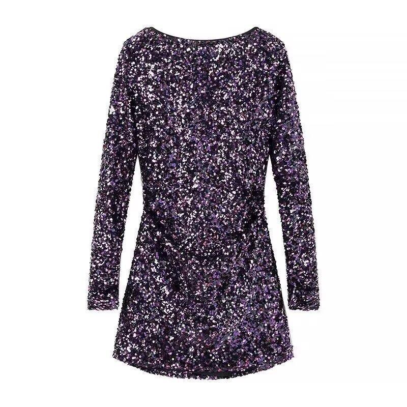 Retro French Sequined Backless Dress