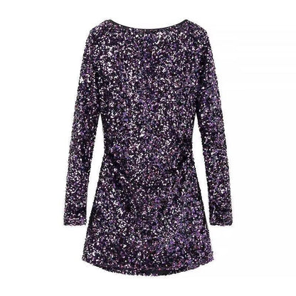 Retro French Sequined Backless Dress