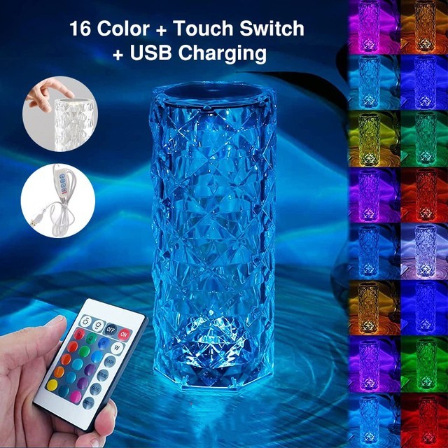 16-Color Rose Crystal Lamp