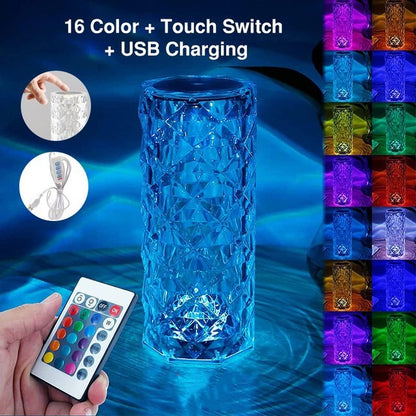 16-Color Rose Crystal Lamp