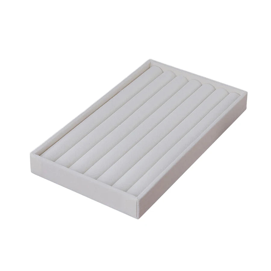 Velvet Jewelry Display Exquisite Jewellery Holder Portable Ring Earrings Necklace Organizer Storage Box Organizator Trays Beige