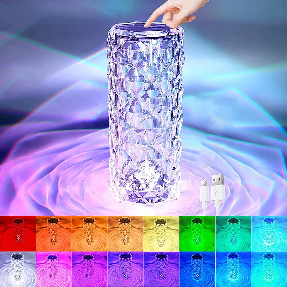 16-Color Rose Crystal Lamp